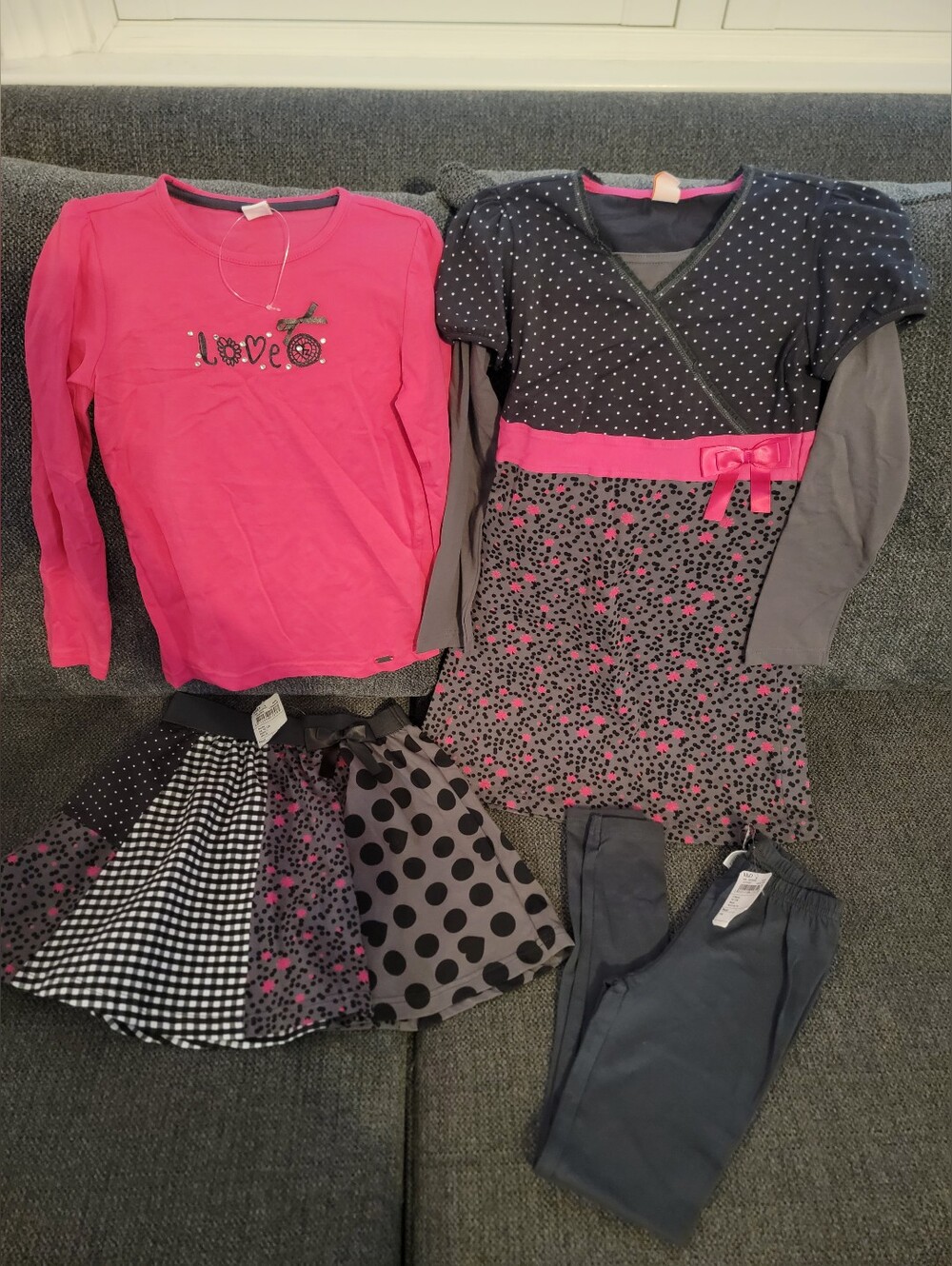 Girls Outfit Shirt Leggings Dress Skirt